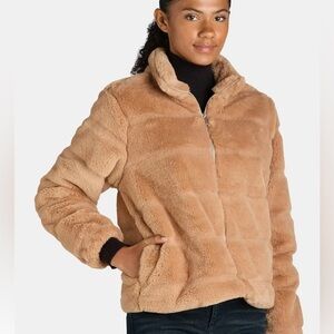 Time‎ & Tru Cozy Tan Faux Fur Jacket Sz XS